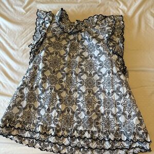 Anthropologie black and white blouse small